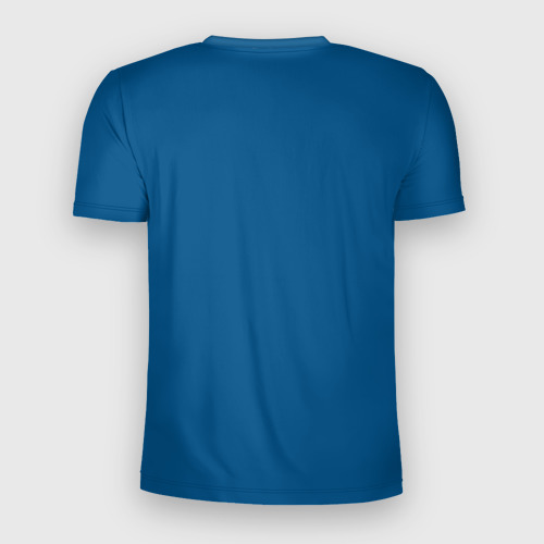 Мужская футболка 3D Slim с принтом Котёнок на синем, вид сзади #1