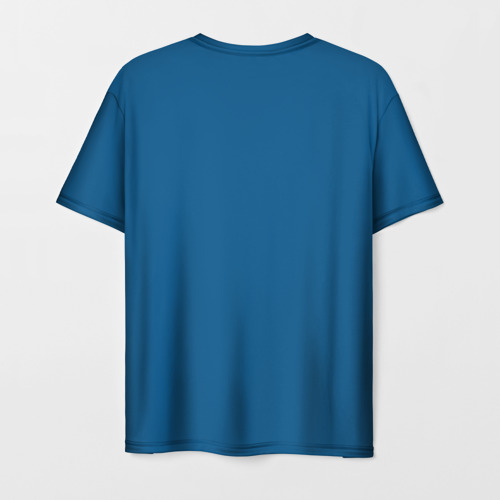 Мужская футболка 3D с принтом Котёнок на синем, вид сзади #1