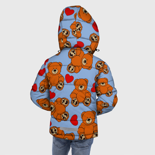 Зимняя куртка для мальчиков 3D Мишки и сердца на голубом фоне, цвет черный - фото 4