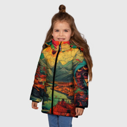 Зимняя куртка для девочек 3D Пейзаж для хиппи - фото 2