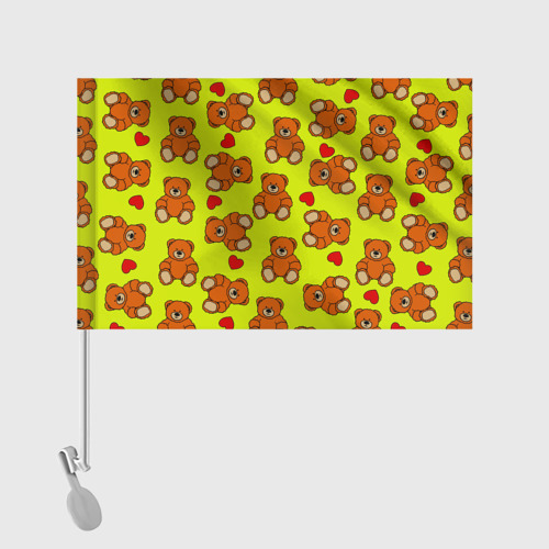 Флаг для автомобиля Плюшевые мишки и сердца на желтом фоне - фото 2