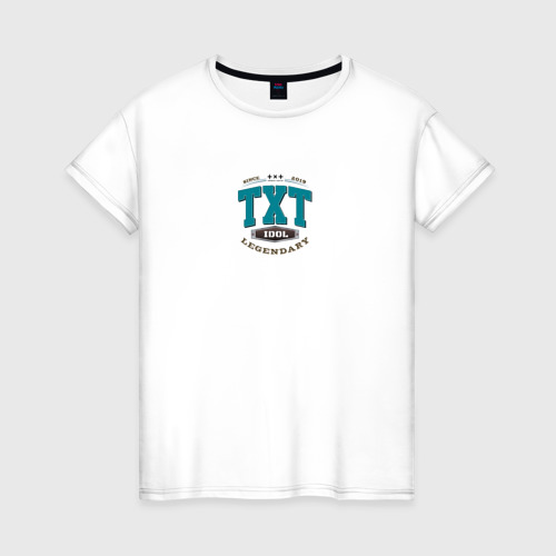 Женская футболка из хлопка с принтом TXT legendary, вид спереди №1