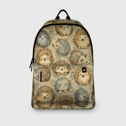 Рюкзак с принтом Паттерн лесной ежик для любого человека, вид спереди №3. Цвет основы: белый