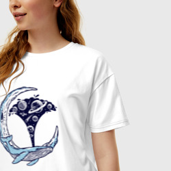 Женская футболка хлопок Oversize Кит космос - фото 2