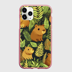 Чехол для iPhone 11 Pro Max матовый Капибары - лесной маскировочный камуфляж