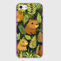 Чехол для iPhone 5/5S матовый Капибары - лесной маскировочный камуфляж