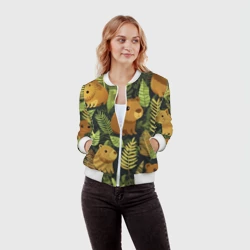 Женский бомбер 3D Капибары - лесной маскировочный камуфляж - фото 2