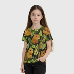 Детская футболка 3D Капибары - лесной маскировочный камуфляж - фото 2
