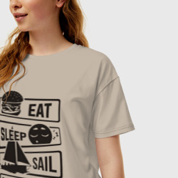 Женская футболка хлопок Oversize Есть спать яхтинг - фото 2