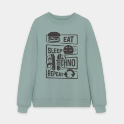 Мужской свитшот oversize без начеса хлопок Есть спать техно