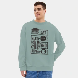 Мужской свитшот oversize без начеса хлопок Есть спать техно - фото 2