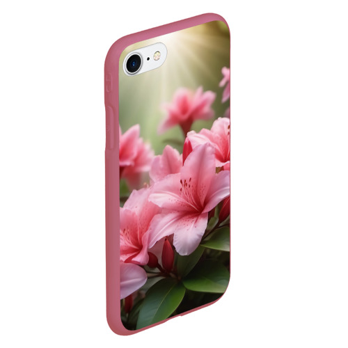 Чехол для iPhone 7/8 матовый с принтом Нежно розовые лилии в лучах солнца, вид сбоку #3