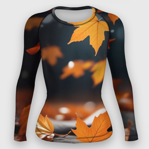Женский рашгард 3D с принтом Кленовая осень, вид спереди #2