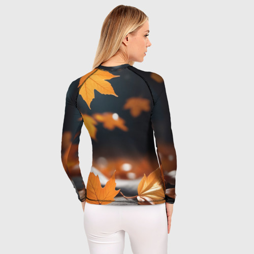 Женский рашгард 3D с принтом Кленовая осень, вид сзади #2