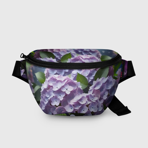 Поясная сумка 3D с принтом Гортензии садовые, вид спереди #2