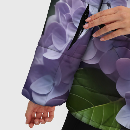 Женская зимняя куртка 3D с принтом Гортензии садовые, фото #4