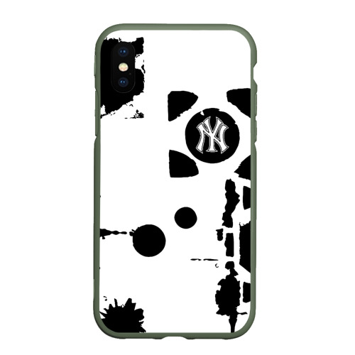 Чехол для iPhone XS Max матовый New York yankees - baseball team pattern, цвет темно-зеленый