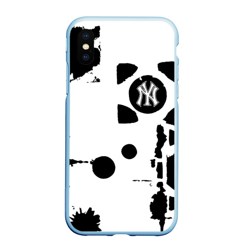 Чехол для iPhone XS Max матовый New York yankees - baseball team pattern, цвет голубой