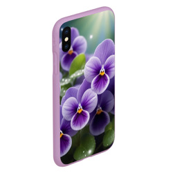 Чехол для iPhone XS Max матовый Сиреневые анютины глазки - фото 2