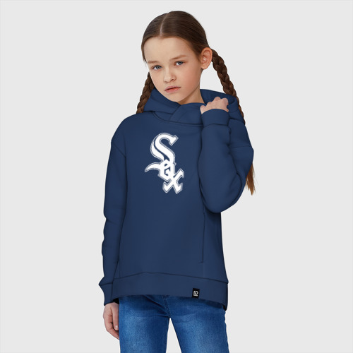 Детское худи Oversize хлопок Chicago white sox - baseball, цвет темно-синий - фото 3