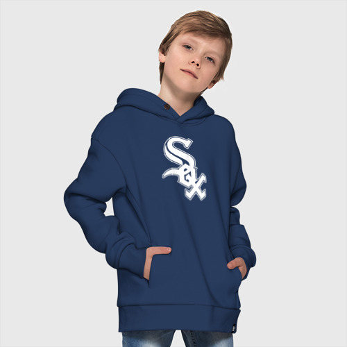 Детское худи Oversize хлопок Chicago white sox - baseball, цвет темно-синий - фото 9