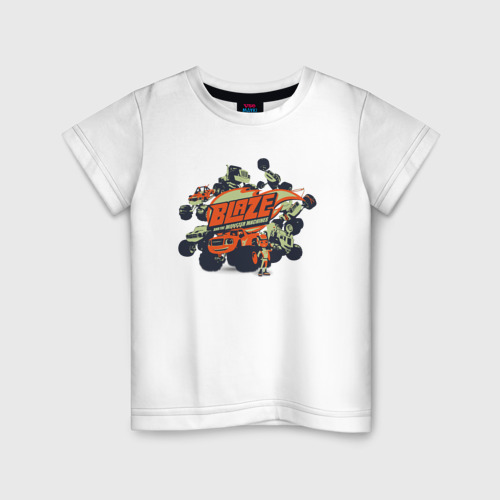 Детская футболка из хлопка с принтом Вспыш и чудо машинки все вместе, вид спереди №1