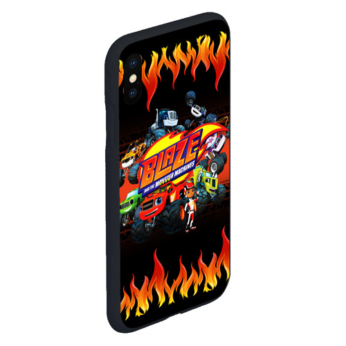 Чехол для iPhone XS Max матовый Вспыш и чудо машинки с пламенем, цвет черный - фото 3