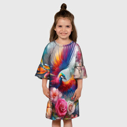 Детское платье 3D Тропическая птица - фото 2