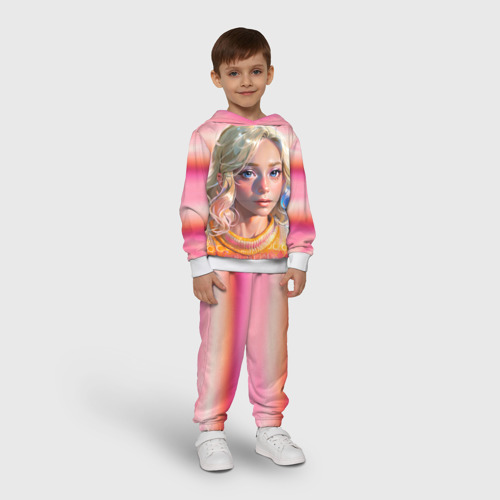 Детский костюм с толстовкой с принтом Энид Синклер - арт и  текстура розового свитера, фото на моделе #1