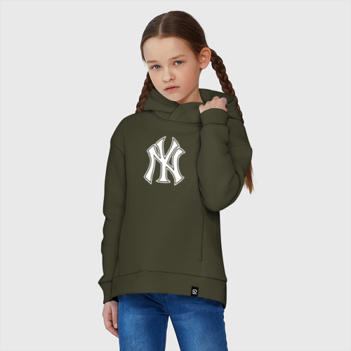 Детское худи Oversize хлопок New York yankees - baseball logo, цвет хаки - фото 3