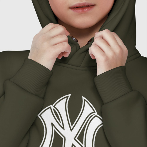 Детское худи Oversize хлопок New York yankees - baseball logo, цвет хаки - фото 7