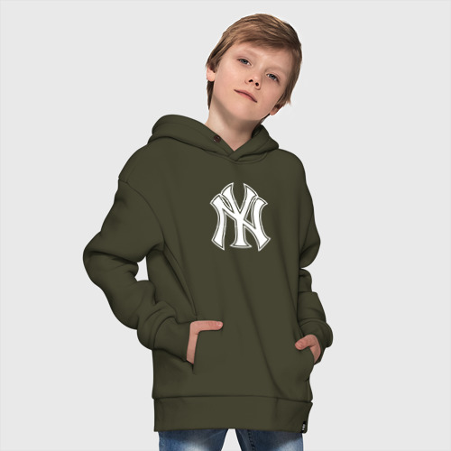 Детское худи Oversize хлопок New York yankees - baseball logo, цвет хаки - фото 9