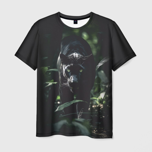 Мужская футболка с принтом Черные джунгли, вид спереди №1