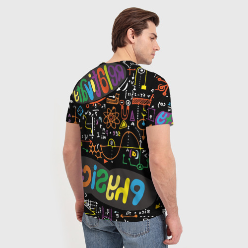 Мужская футболка 3D с принтом Физика и формулы, вид сзади #2