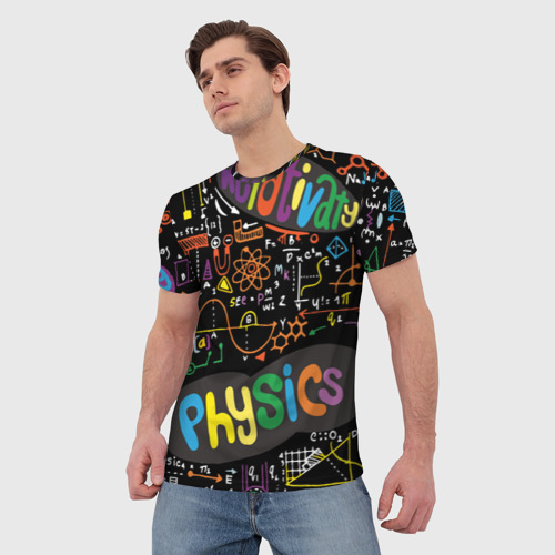 Мужская футболка 3D с принтом Физика и формулы, фото на моделе #1
