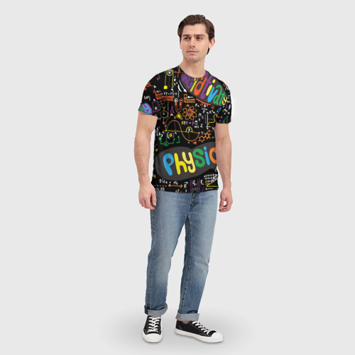 Мужская футболка 3D с принтом Физика и формулы, вид сбоку #3