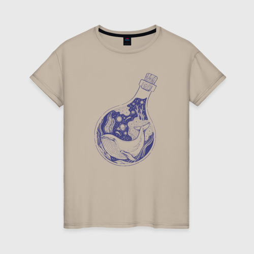 Женская футболка хлопок Кит в колбе, цвет миндальный