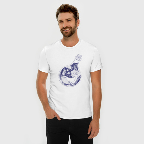 Мужская футболка хлопок Slim Кит в колбе, цвет белый - фото 3