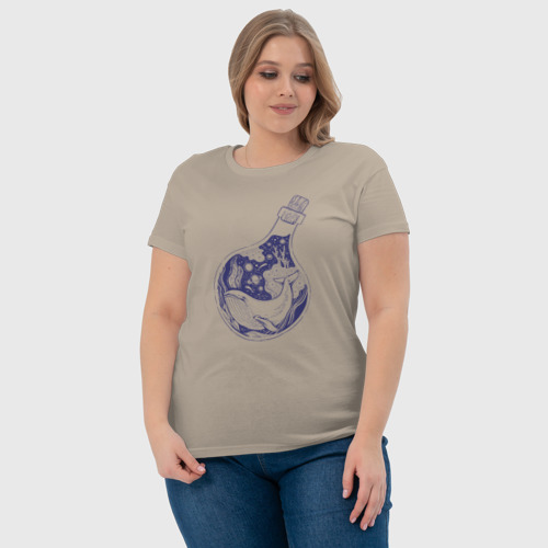 Женская футболка хлопок Кит в колбе, цвет миндальный - фото 6