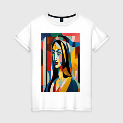 Мона Лиза в стиле Пабло Пикассо – Женская футболка хлопок с принтом купить со скидкой в -20%