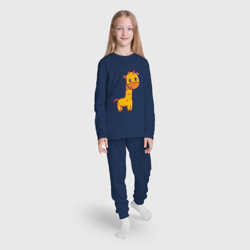 Детская пижама с лонгсливом хлопок с принтом Скромный жирафик, вид сбоку #3