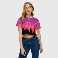 Женская футболка Crop-top 3D Незнакомый город и созвездия - фото 2