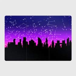 Магнитный плакат 3Х2 Фиолетовое небо и тёмный город со звёздами