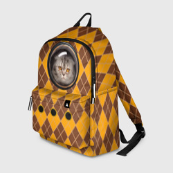 Аргайл кот в переноске – Рюкзак 3D с принтом купить