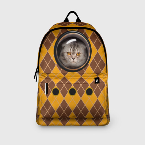 Рюкзак 3D с принтом Аргайл кот в переноске, вид сбоку #3