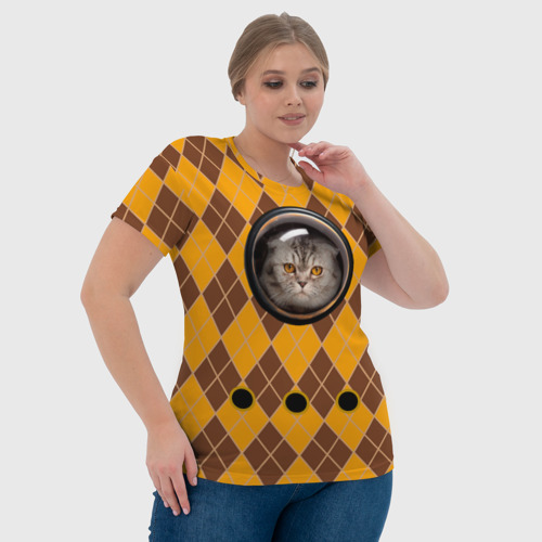 Женская футболка 3D Аргайл кот в переноске, цвет 3D печать - фото 6