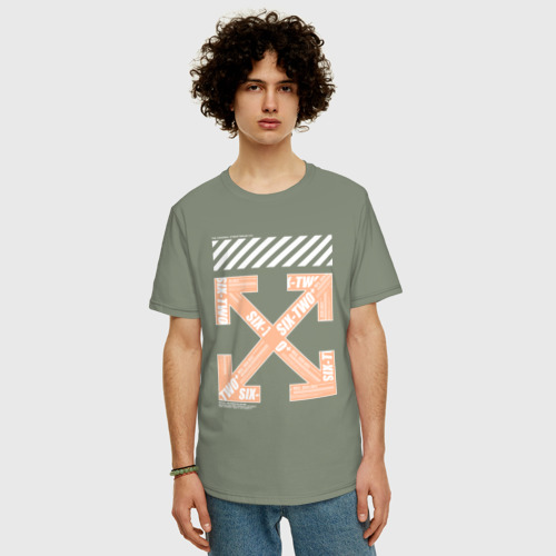 Мужская футболка хлопок Oversize с принтом Четыре стрелки, фото на моделе #1