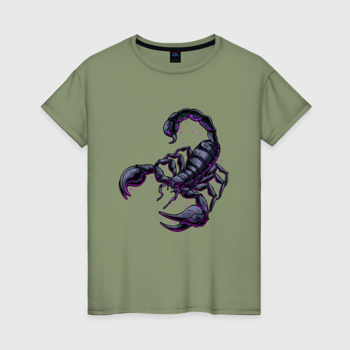 Женская футболка хлопок с принтом Scorpion зодиакальный знак, вид спереди #2