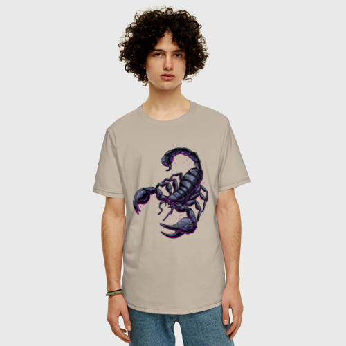 Мужская футболка хлопок Oversize Scorpion зодиакальный знак, цвет миндальный - фото 3