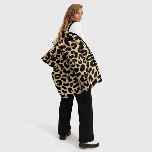 Женская зимняя куртка 3D с принтом Светлый леопардовый, вид сбоку #3